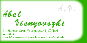 abel visnyovszki business card